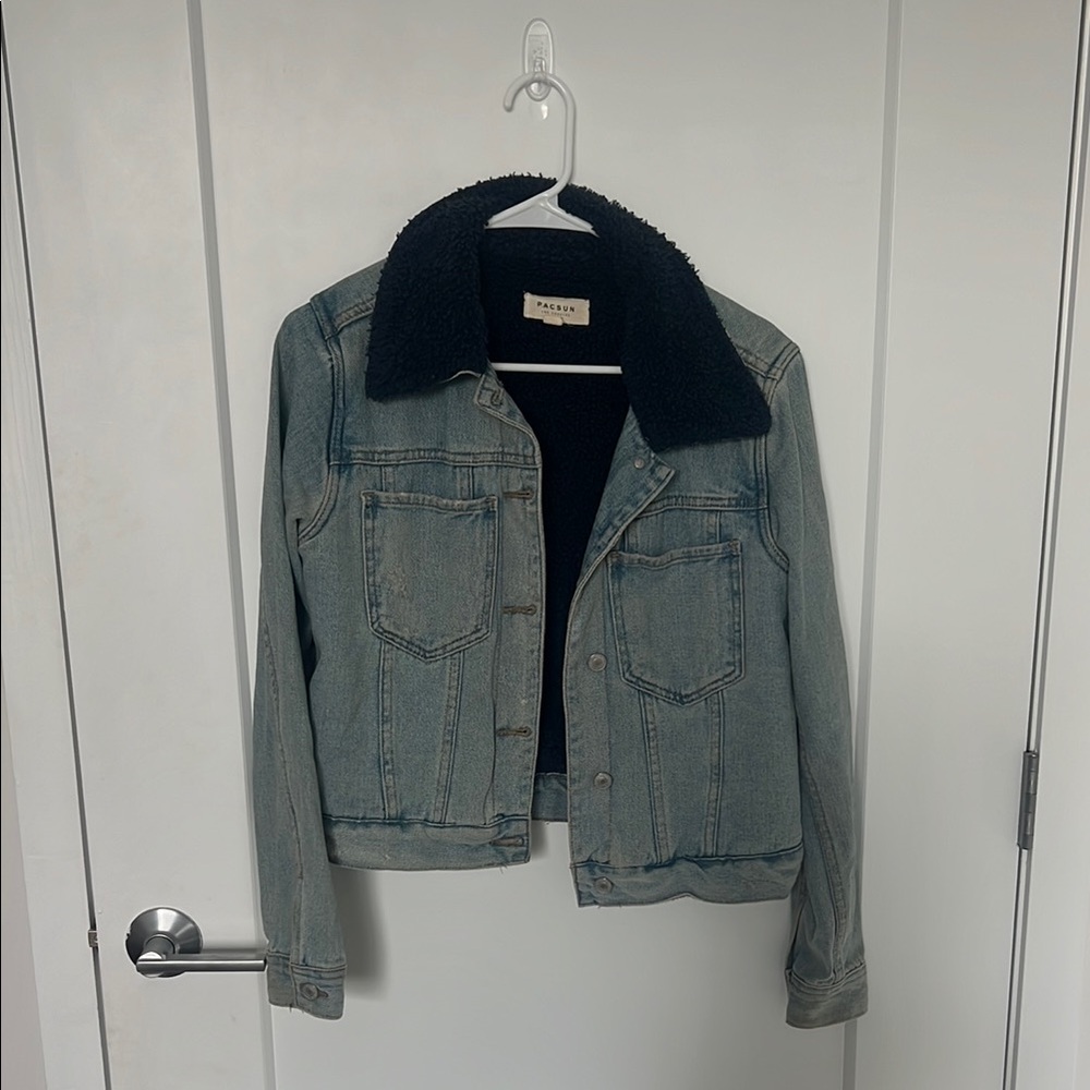 PacSun Light Blue Denim Jacket with Dark Collar